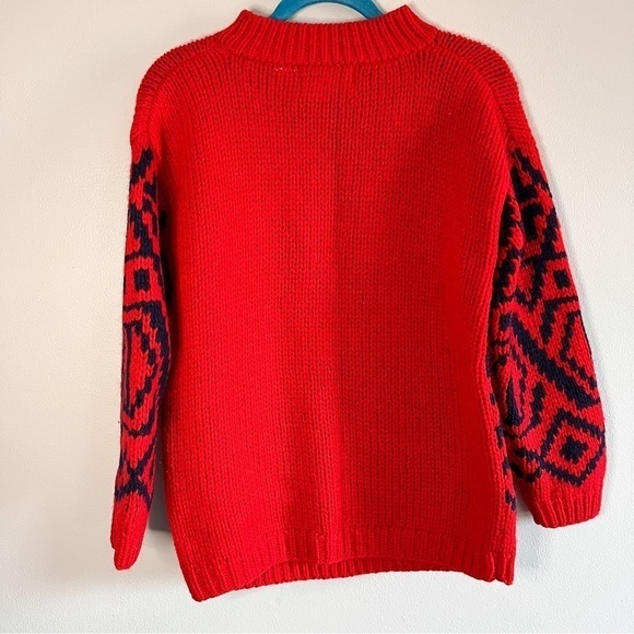 Vintage Jones New York Sport Red Hand Knitted 100% Wool Crew Neck Sweater Small - Picture 2 of 8